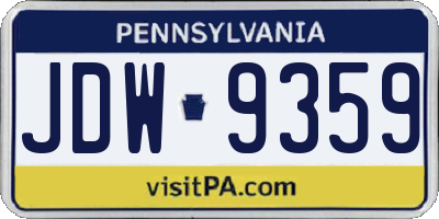 PA license plate JDW9359