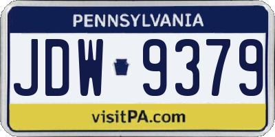 PA license plate JDW9379