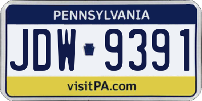 PA license plate JDW9391