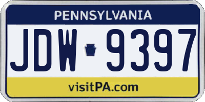 PA license plate JDW9397