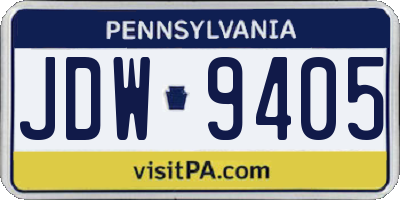 PA license plate JDW9405