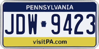 PA license plate JDW9423