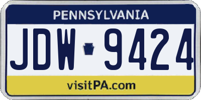 PA license plate JDW9424
