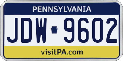 PA license plate JDW9602