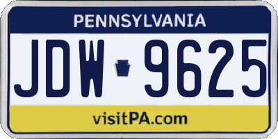 PA license plate JDW9625
