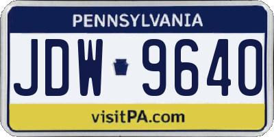 PA license plate JDW9640