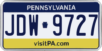 PA license plate JDW9727
