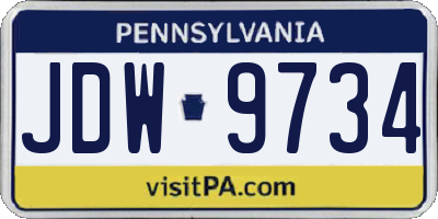 PA license plate JDW9734