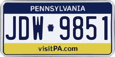 PA license plate JDW9851