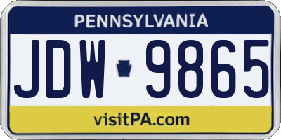 PA license plate JDW9865
