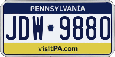 PA license plate JDW9880
