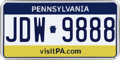 PA license plate JDW9888