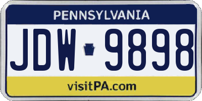 PA license plate JDW9898