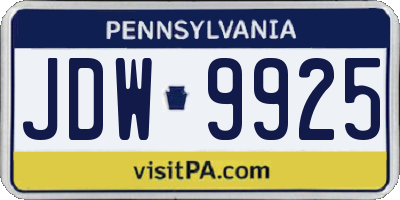 PA license plate JDW9925