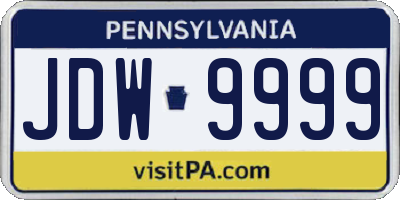 PA license plate JDW9999