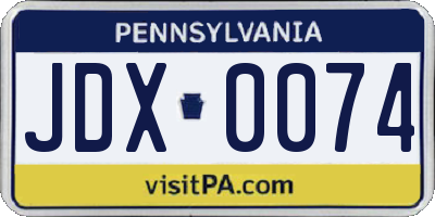 PA license plate JDX0074