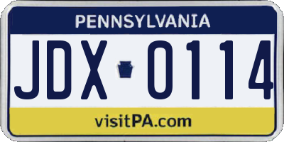 PA license plate JDX0114