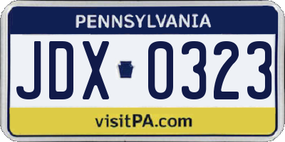 PA license plate JDX0323