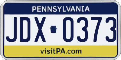 PA license plate JDX0373