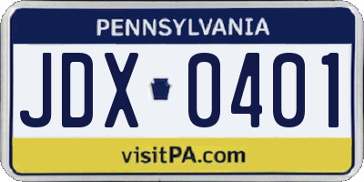 PA license plate JDX0401