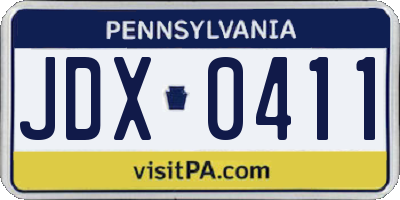 PA license plate JDX0411