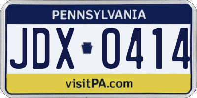 PA license plate JDX0414