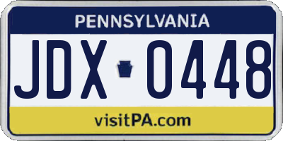PA license plate JDX0448