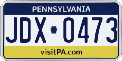 PA license plate JDX0473