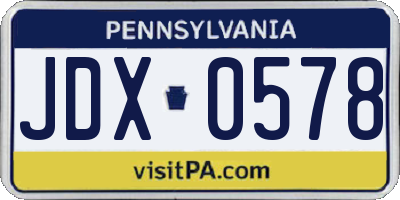 PA license plate JDX0578