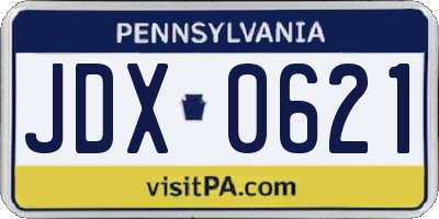 PA license plate JDX0621