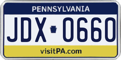 PA license plate JDX0660