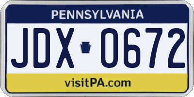 PA license plate JDX0672