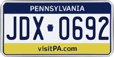 PA license plate JDX0692