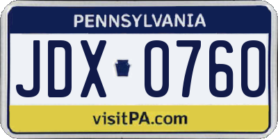 PA license plate JDX0760