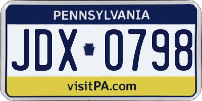 PA license plate JDX0798