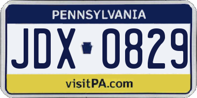PA license plate JDX0829