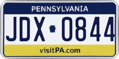 PA license plate JDX0844
