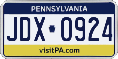 PA license plate JDX0924