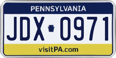 PA license plate JDX0971