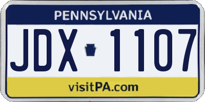 PA license plate JDX1107