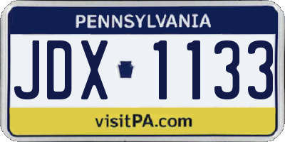 PA license plate JDX1133