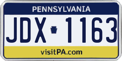 PA license plate JDX1163