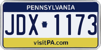 PA license plate JDX1173