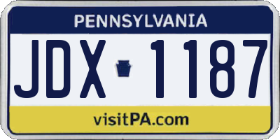 PA license plate JDX1187