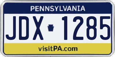 PA license plate JDX1285