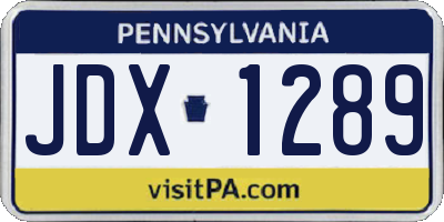 PA license plate JDX1289