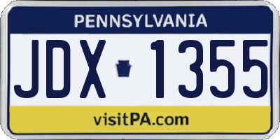 PA license plate JDX1355