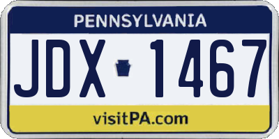 PA license plate JDX1467
