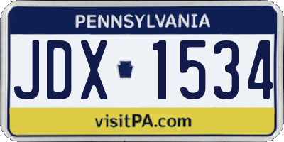 PA license plate JDX1534