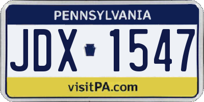 PA license plate JDX1547